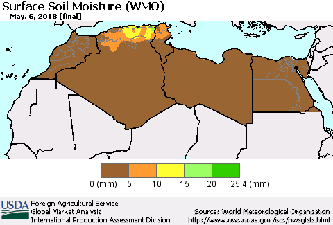 North Africa Surface Soil Moisture (WMO) Thematic Map For 4/30/2018 - 5/6/2018