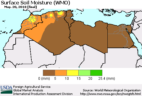 North Africa Surface Soil Moisture (WMO) Thematic Map For 5/14/2018 - 5/20/2018