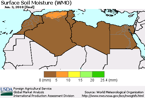 North Africa Surface Soil Moisture (WMO) Thematic Map For 5/28/2018 - 6/3/2018