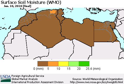 North Africa Surface Soil Moisture (WMO) Thematic Map For 6/4/2018 - 6/10/2018