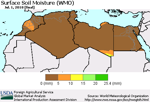 North Africa Surface Soil Moisture (WMO) Thematic Map For 6/25/2018 - 7/1/2018
