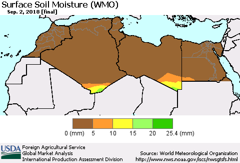 North Africa Surface Soil Moisture (WMO) Thematic Map For 8/27/2018 - 9/2/2018