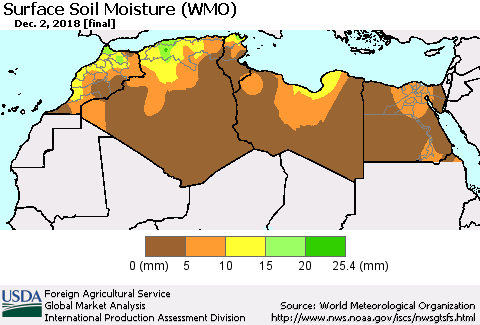 North Africa Surface Soil Moisture (WMO) Thematic Map For 11/26/2018 - 12/2/2018