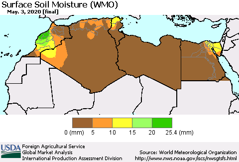 North Africa Surface Soil Moisture (WMO) Thematic Map For 4/27/2020 - 5/3/2020