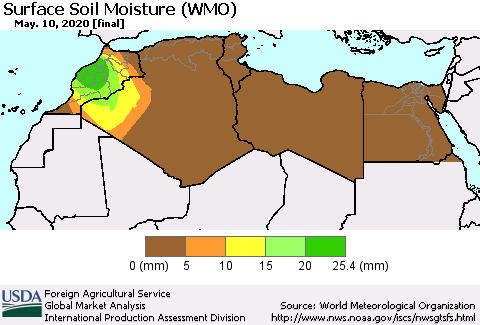 North Africa Surface Soil Moisture (WMO) Thematic Map For 5/4/2020 - 5/10/2020