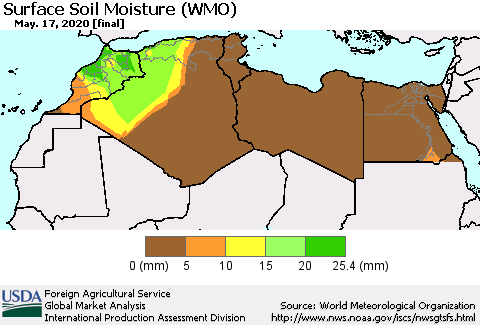 North Africa Surface Soil Moisture (WMO) Thematic Map For 5/11/2020 - 5/17/2020