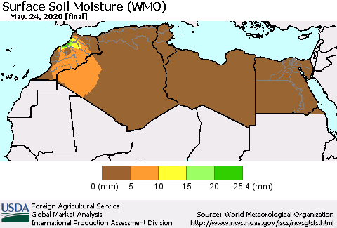 North Africa Surface Soil Moisture (WMO) Thematic Map For 5/18/2020 - 5/24/2020
