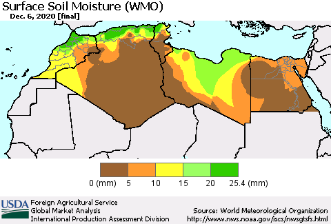 North Africa Surface Soil Moisture (WMO) Thematic Map For 11/30/2020 - 12/6/2020
