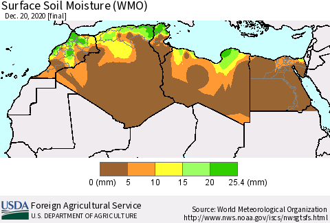 North Africa Surface Soil Moisture (WMO) Thematic Map For 12/14/2020 - 12/20/2020