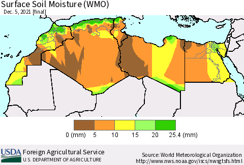 North Africa Surface Soil Moisture (WMO) Thematic Map For 11/29/2021 - 12/5/2021