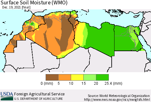 North Africa Surface Soil Moisture (WMO) Thematic Map For 12/13/2021 - 12/19/2021