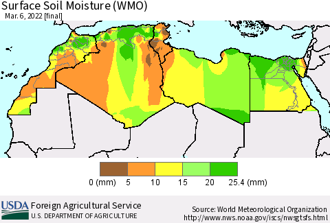 North Africa Surface Soil Moisture (WMO) Thematic Map For 2/28/2022 - 3/6/2022