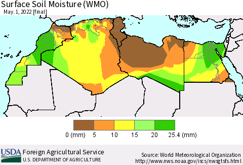 North Africa Surface Soil Moisture (WMO) Thematic Map For 4/25/2022 - 5/1/2022