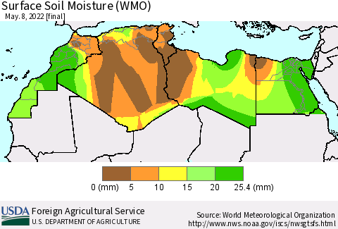 North Africa Surface Soil Moisture (WMO) Thematic Map For 5/2/2022 - 5/8/2022