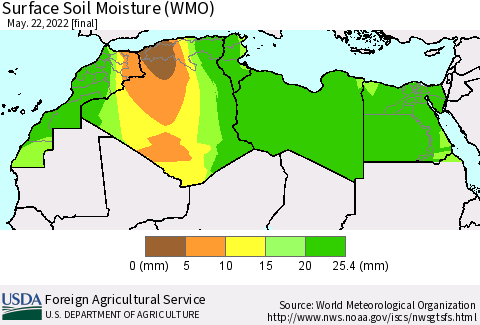 North Africa Surface Soil Moisture (WMO) Thematic Map For 5/16/2022 - 5/22/2022