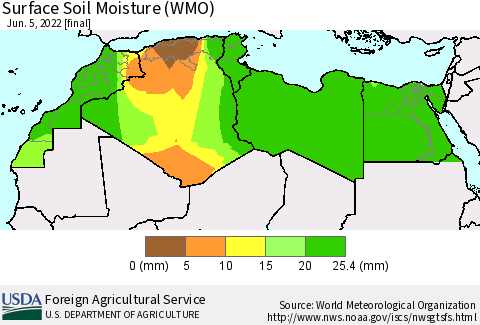 North Africa Surface Soil Moisture (WMO) Thematic Map For 5/30/2022 - 6/5/2022