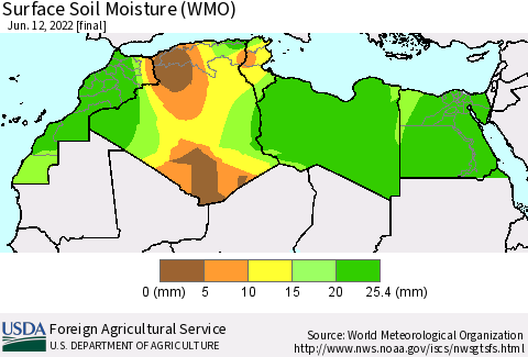 North Africa Surface Soil Moisture (WMO) Thematic Map For 6/6/2022 - 6/12/2022