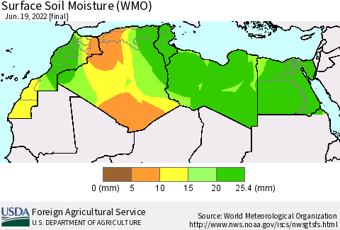 North Africa Surface Soil Moisture (WMO) Thematic Map For 6/13/2022 - 6/19/2022