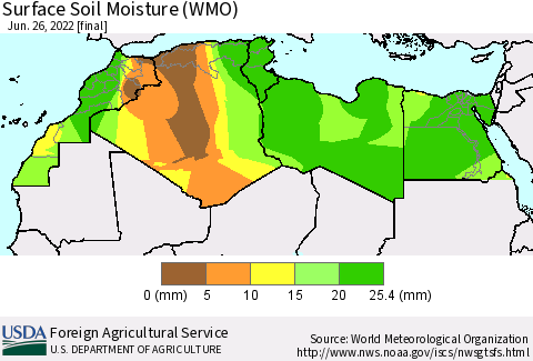 North Africa Surface Soil Moisture (WMO) Thematic Map For 6/20/2022 - 6/26/2022