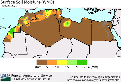 North Africa Surface Soil Moisture (WMO) Thematic Map For 9/19/2022 - 9/25/2022