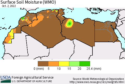 North Africa Surface Soil Moisture (WMO) Thematic Map For 9/26/2022 - 10/2/2022