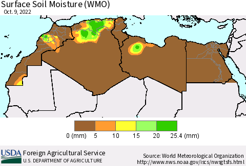 North Africa Surface Soil Moisture (WMO) Thematic Map For 10/3/2022 - 10/9/2022