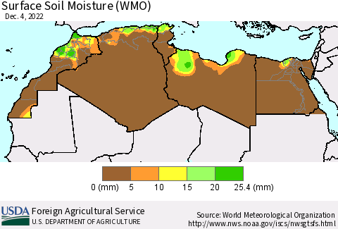 North Africa Surface Soil Moisture (WMO) Thematic Map For 11/28/2022 - 12/4/2022