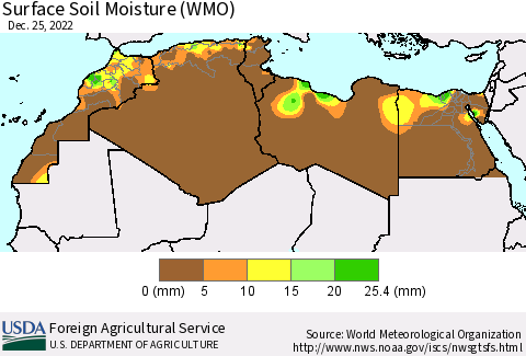 North Africa Surface Soil Moisture (WMO) Thematic Map For 12/19/2022 - 12/25/2022