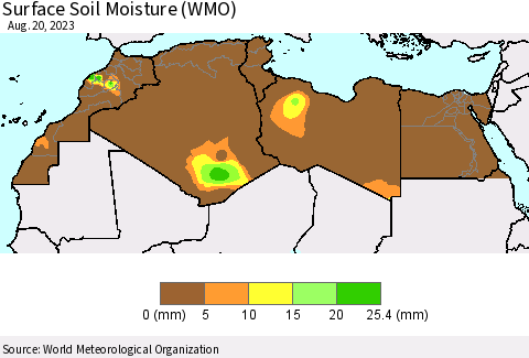 North Africa Surface Soil Moisture (WMO) Thematic Map For 8/14/2023 - 8/20/2023