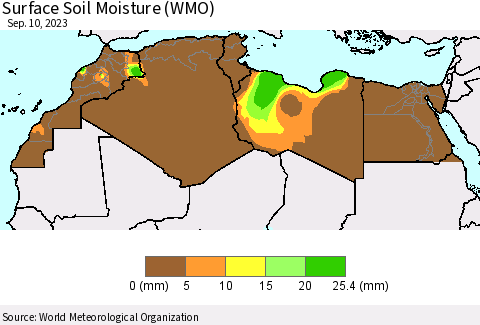 North Africa Surface Soil Moisture (WMO) Thematic Map For 9/4/2023 - 9/10/2023