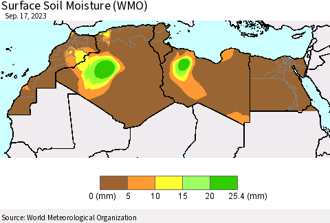 North Africa Surface Soil Moisture (WMO) Thematic Map For 9/11/2023 - 9/17/2023