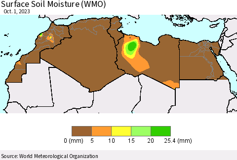 North Africa Surface Soil Moisture (WMO) Thematic Map For 9/25/2023 - 10/1/2023