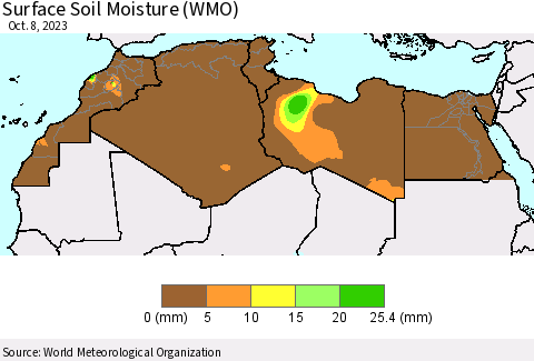 North Africa Surface Soil Moisture (WMO) Thematic Map For 10/2/2023 - 10/8/2023