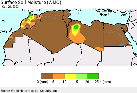 North Africa Surface Soil Moisture (WMO) Thematic Map For 10/23/2023 - 10/29/2023