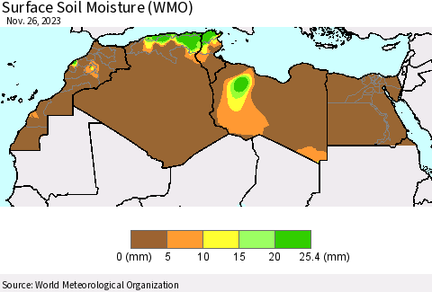 North Africa Surface Soil Moisture (WMO) Thematic Map For 11/20/2023 - 11/26/2023