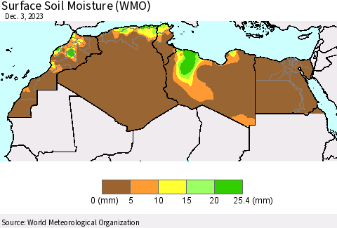 North Africa Surface Soil Moisture (WMO) Thematic Map For 11/27/2023 - 12/3/2023
