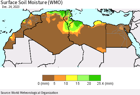 North Africa Surface Soil Moisture (WMO) Thematic Map For 12/18/2023 - 12/24/2023