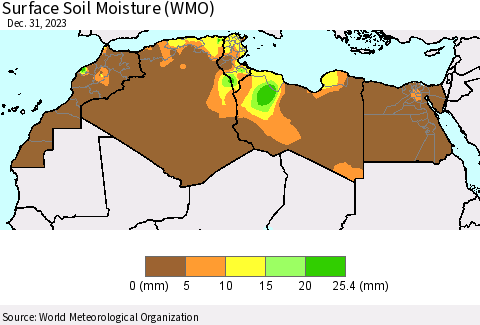 North Africa Surface Soil Moisture (WMO) Thematic Map For 12/25/2023 - 12/31/2023