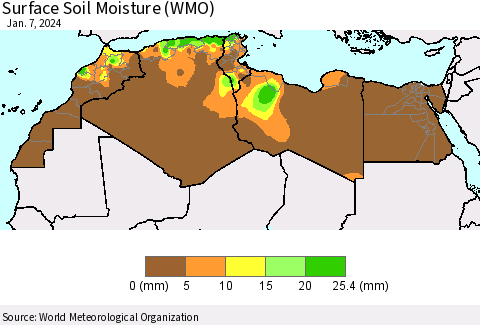 North Africa Surface Soil Moisture (WMO) Thematic Map For 1/1/2024 - 1/7/2024