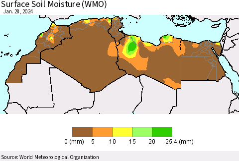 North Africa Surface Soil Moisture (WMO) Thematic Map For 1/22/2024 - 1/28/2024