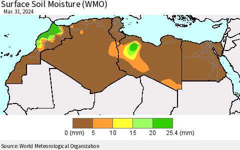 North Africa Surface Soil Moisture (WMO) Thematic Map For 3/25/2024 - 3/31/2024