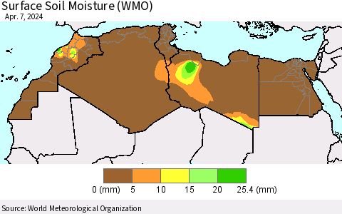 North Africa Surface Soil Moisture (WMO) Thematic Map For 4/1/2024 - 4/7/2024