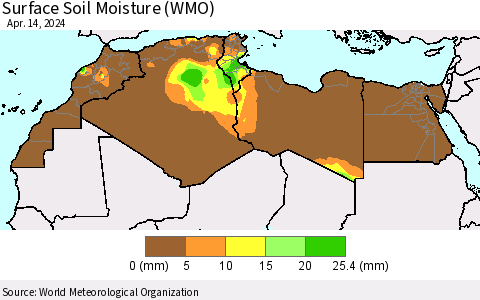 North Africa Surface Soil Moisture (WMO) Thematic Map For 4/8/2024 - 4/14/2024
