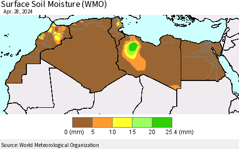 North Africa Surface Soil Moisture (WMO) Thematic Map For 4/22/2024 - 4/28/2024