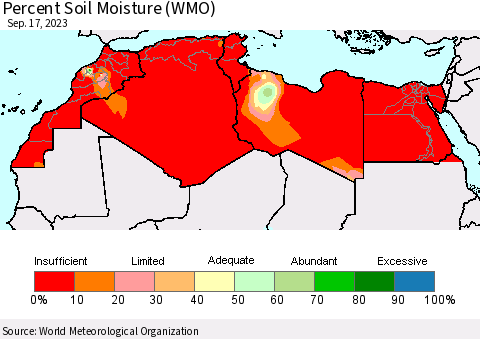 North Africa Percent Soil Moisture (WMO) Thematic Map For 9/11/2023 - 9/17/2023