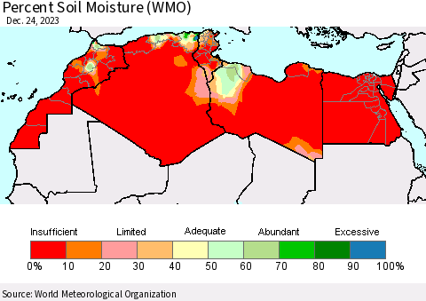North Africa Percent Soil Moisture (WMO) Thematic Map For 12/18/2023 - 12/24/2023