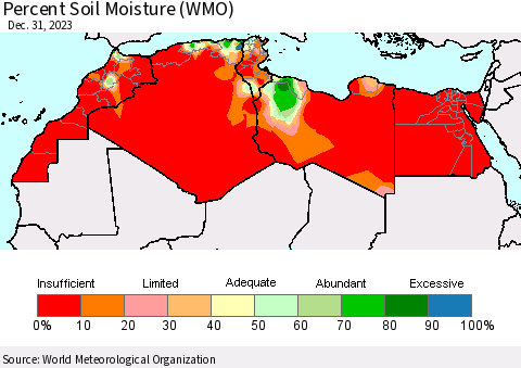 North Africa Percent Soil Moisture (WMO) Thematic Map For 12/25/2023 - 12/31/2023