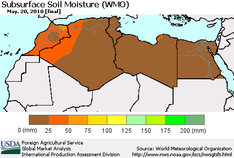 North Africa Subsurface Soil Moisture (WMO) Thematic Map For 5/14/2018 - 5/20/2018