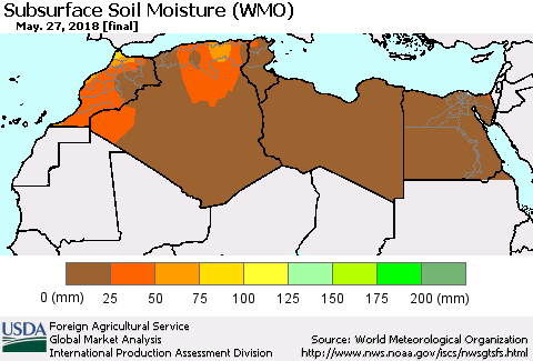North Africa Subsurface Soil Moisture (WMO) Thematic Map For 5/21/2018 - 5/27/2018
