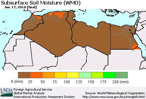 North Africa Subsurface Soil Moisture (WMO) Thematic Map For 6/11/2018 - 6/17/2018